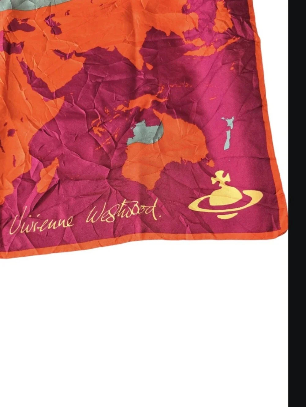 Vivienne Westwood Vintage Climate Revolution World Map Silk Scarf In EUC